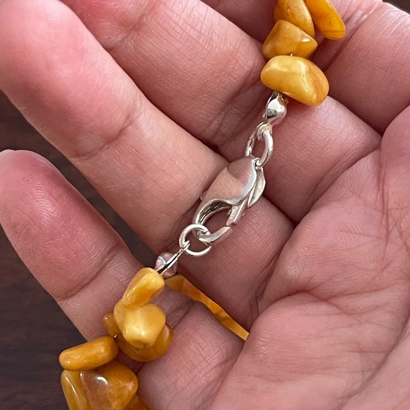 Natural unheated butterscotch Baltic amber bead sterling silver necklace - Picture 7 of 12